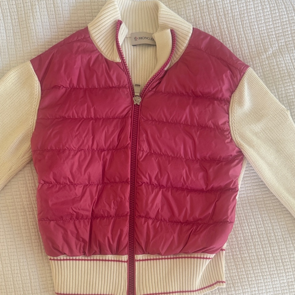 Moncler Kids Puffer Jacket in Pink and Cream